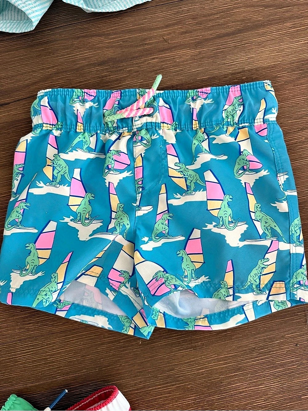 Cat & Jack Toddler Boys Parasailing Dino Swim Shorts Blue & Pink 18M